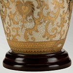 Настольная лампа с фарфоровым основанием с декоративным орнаментом и белым абажуром на темной круглой подставке Elstead Lighting варинант исполнения - 9 | Loft Concept в Ижевске