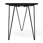 Стол журнальный с круглой столешницей из стекла на 3-х черных ножках Beige Marble варинант исполнения - 4 | Loft Concept в Ижевске