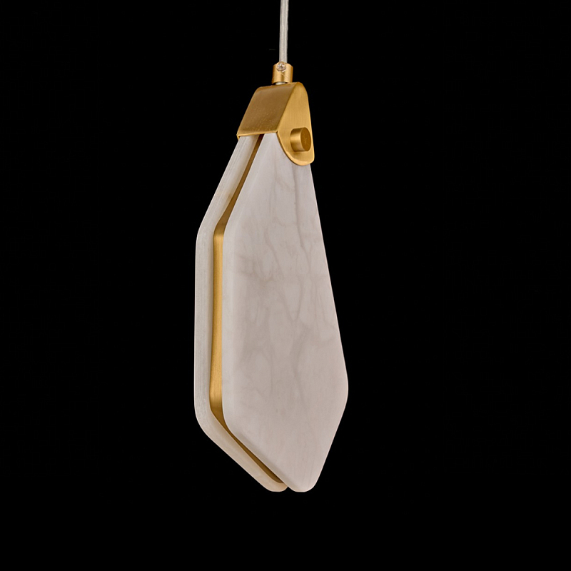 Подвесной светильник фигурный плафон Stone Polygon Белый Латунь в Ижевске | Loft Concept 