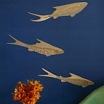 Обои с вышивкой ручной работы Deco Fish Aurum colourway on Caribbean Sea slub silk варинант исполнения - 1 | Loft Concept в Ижевске