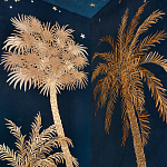 Обои с вышивкой ручной работы Deco Palms Original colourway on velvet варинант исполнения - 3 | Loft Concept в Ижевске