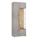 Шкаф-витрина с фасадом цвета серый бетон и стеклянными дверками Grace of Furniture варинант исполнения - 2 | Loft Concept в Ижевске