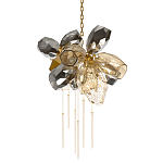 Люстра подвесная со стеклянными плафонами из дымчатого и золотистого с шестью вертикальными подвесками Gilded Mirage  варинант исполнения - 1 | Loft Concept в Ижевске