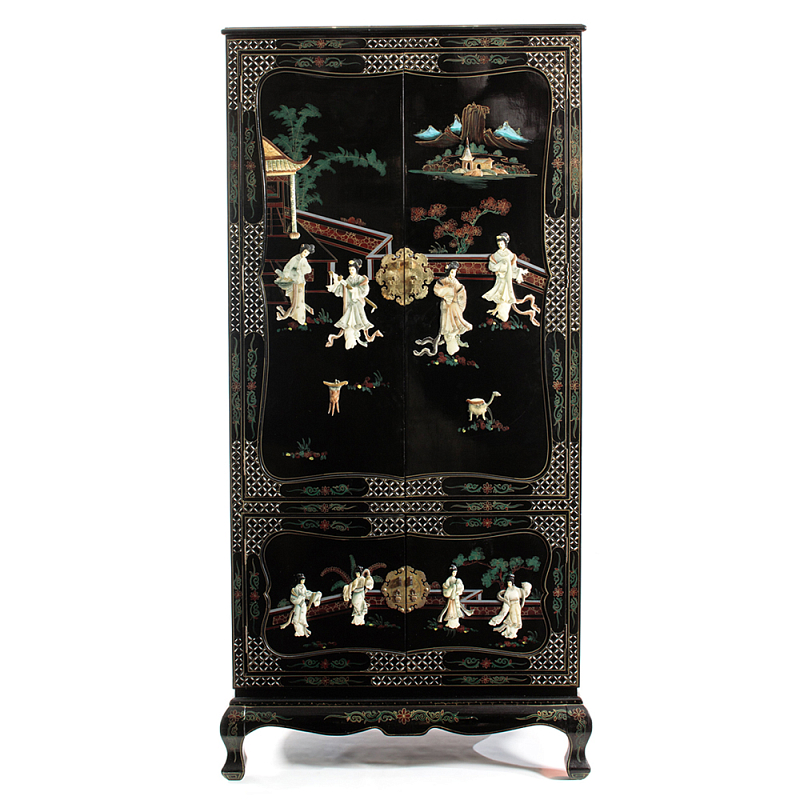 Шкаф черный в китайском стиле Chinese Cabinet Black Черный Мульти Шкаф черный в китайском стиле Chinese Cabinet Black Черный Мульти в Ижевске | Loft Concept