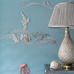 Обои с вышивкой ручной работы Amami Waves Moonbeam colourway on silk moire варинант исполнения - 4 | Loft Concept в Ижевске