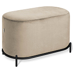 Банкетка овальная бежевый велюр на 4-х металлических ножках черного цвета SANJAY варинант исполнения - 1 | Loft Concept в Ижевске