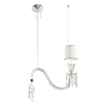 Подвесной светильник с белым текстильным абажуром и изогнутым хрустальным основанием с подвесками Lustre Reverie варинант исполнения - 2 | Loft Concept в Ижевске