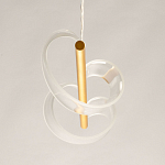 Люстра линейная золотистого цвета с двумя прозрачными волнистыми элементами Wave Line варинант исполнения - 8 | Loft Concept в Ижевске