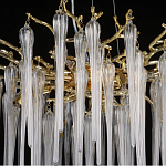 Люстра золотого цвета с декоративными ветками и длинными прозрачными стеклянными подвесами в форме сосулек Droplet Chandelier варинант исполнения - 10 | Loft Concept в Ижевске