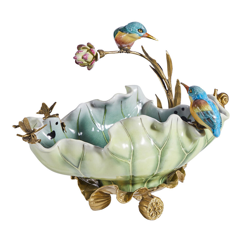 Чаша в виде листка лотоса с птицами Eden Garden Мульти Бронза в Ижевске | Loft Concept 