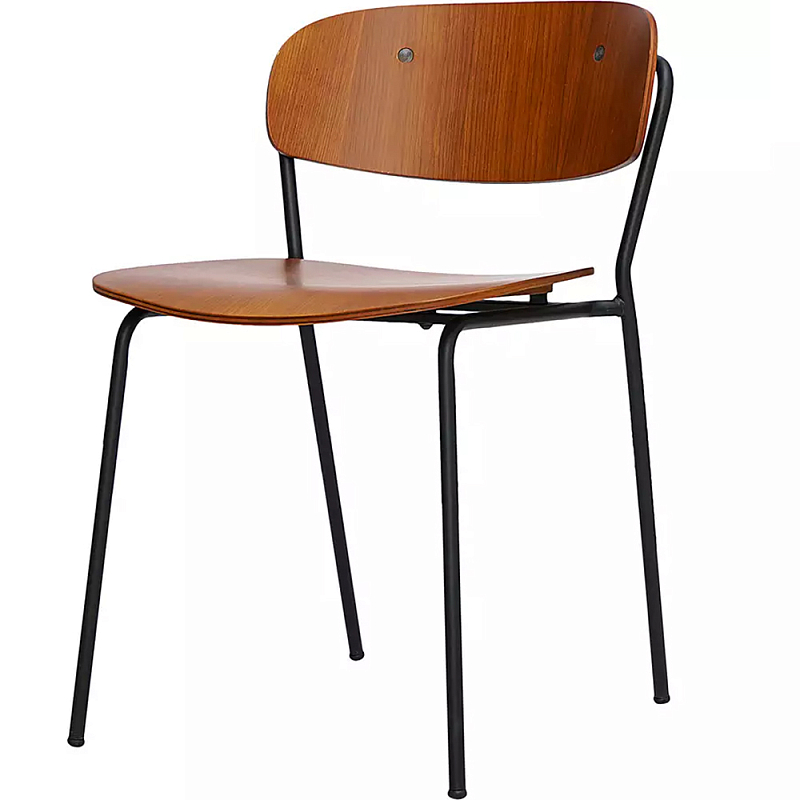 Стул на железных ножках Chair Space Arrangement без подлокотников Орех Черный Стул на железных ножках Chair Space Arrangement без подлокотников Орех Черный в Ижевске | Loft Concept