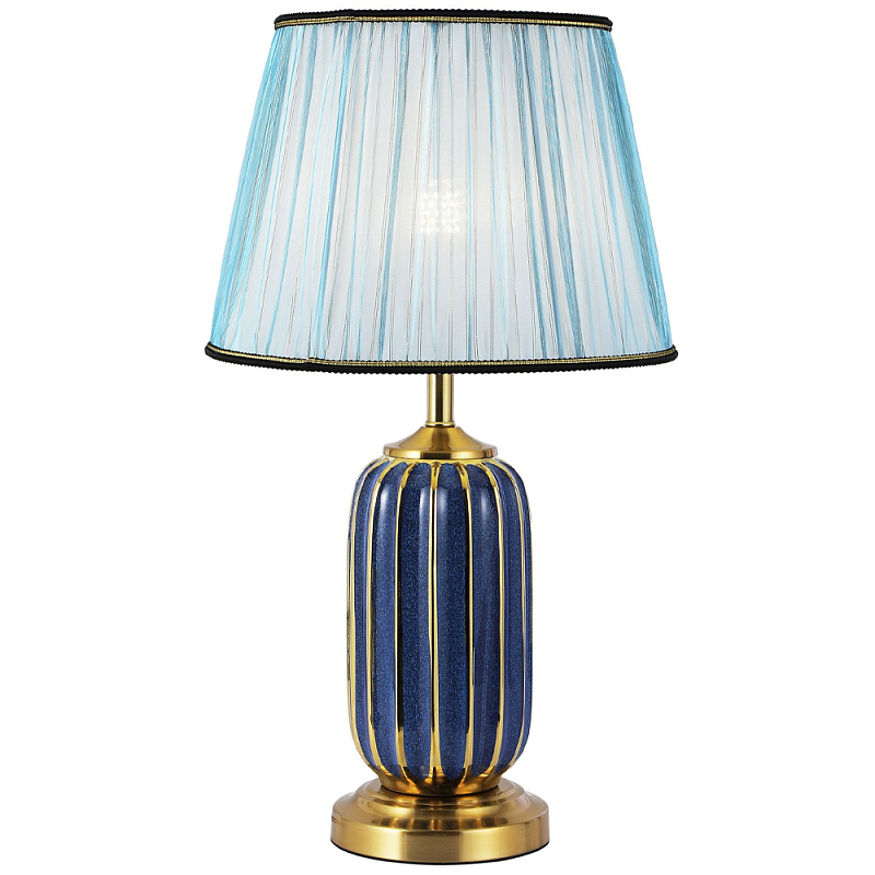 Настольная лампа с абажуром Terenzio Blue Table Lamp Синий Золотой Голубой Настольная лампа с абажуром Terenzio Blue Table Lamp Синий Золотой Голубой в Ижевске | Loft Concept