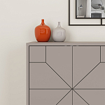 Комод бежево-серый с 4-мя дверцами с геометрическим рисунком на металлических ножках DUNE CONSOLE LIGHT MOCHA варинант исполнения - 4 | Loft Concept в Ижевске