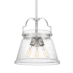 Подвесной светильник с прозрачным стеклянным плафоном в форме колокола с эффектом пузырьков и тремя лампами Quoizel варинант исполнения - 1 | Loft Concept в Ижевске