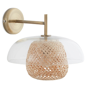 Бра с плафоном из плетенного бамбука Corzine