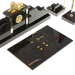 Настольный письменный набор из чёрного обсидиана с декором в виде льва Golden Lion варинант исполнения - 3 | Loft Concept в Ижевске