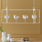 Люстра белая прямоугольная с абажурами в виде цветков тюльпана White Tulips варинант исполнения - 8 | Loft Concept в Ижевске