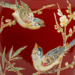 Настольная лампа бордовая с изображением птиц Slip Away варинант исполнения - 6 | Loft Concept в Ижевске