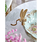 Чаша из голубого фарфора на бронзовых ножках с рисунком цветов и фигурками стрекоз Blue Garden варинант исполнения - 5 | Loft Concept в Ижевске