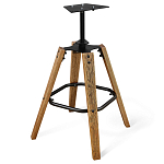 Барный стул со спинкой и металлической подставкой на 4-х деревянных ножках Бежевый Велюр Vendramin Chair варинант исполнения - 8 | Loft Concept в Ижевске