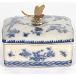 Фарфоровая шкатулка с бронзовой стрекозой Blue and White варинант исполнения - 3 | Loft Concept в Ижевске