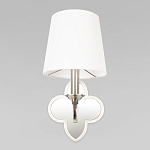 Бра с белым текстильным абажуром и декоративным основанием в виде четырехлистника с зеркальной вставкой Vitorino варинант исполнения - 22 | Loft Concept в Ижевске