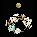 Люстра круглая на золотом каркасе с птичками и цветочным декором Miscellaneous herbs варинант исполнения - 8 | Loft Concept в Ижевске