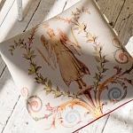 Банкетка одноместная из массива бука бежевая с растительным орнаментом Raffael Beige Floral Banquette варинант исполнения - 3 | Loft Concept в Ижевске