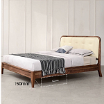 Кровать двуспальная с каркасом из дерева и мягким изголовьем Moon Walnut Bed варинант исполнения - 6 | Loft Concept в Ижевске