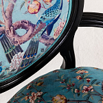 Полукресло из массива бука бирюзовое с изображением птиц и цветов Turquoise Chinoiserie Garden Chair варинант исполнения - 4 | Loft Concept в Ижевске