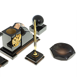 Настольный письменный набор с часами из природного камня обсидиана National Еmblem варинант исполнения - 5 | Loft Concept в Ижевске