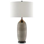 Настольная лампа керамическая с тканевым цилиндрическим абажуром Bullet варинант исполнения - 2 | Loft Concept в Ижевске