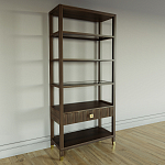 Стеллаж Elsa Dreams Walnut со стеклянными полками и ящиком варинант исполнения - 1 | Loft Concept в Ижевске