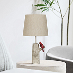 Настольная лампа с тканевым абажуром и основанием в виде птицы на дереве Simurq варинант исполнения - 3 | Loft Concept в Ижевске