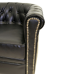 Кресло кожаное с мягкими подлокотниками на 4-х деревянных ножках Logan Leather Armchair black 2 варинант исполнения - 2 | Loft Concept в Ижевске