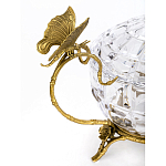 Конфетница из прозрачного рельефного стекла с ручками в виде стрекоз и фигуркой лебедя Eden Garden варинант исполнения - 2 | Loft Concept в Ижевске