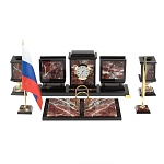 Настольный письменный набор из креноида и змеевика на бронзовых ножках Marble Accessory варинант исполнения - 1 | Loft Concept в Ижевске