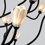 Люстра подвесная черного цвета с ветвями и белыми фарфоровыми цветами Floralis варинант исполнения - 13 | Loft Concept в Ижевске