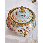 Шкатулка с крышкой из голубого фарфора с риунком птиц и цветов Blue Garden варинант исполнения - 2 | Loft Concept в Ижевске