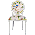 Стул светло-серый из натурального бука с изображением птиц и цветов Blooming Blue Birds варинант исполнения - 1 | Loft Concept в Ижевске