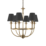 Люстра на металлическом основании бронзового цвета с 6-ю черными конусовидными абажурами Dignity варинант исполнения - 2 | Loft Concept в Ижевске