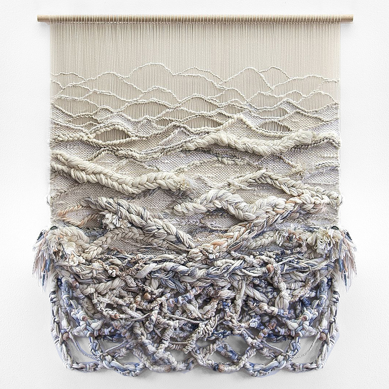 Дизайнерское современное текстильное панно Жемчуг Бежевый Голубой в Ижевске | Loft Concept 