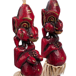 Комплект из 2-х деревянных статуэток Asmat Straw Headdress Statuettes Red варинант исполнения - 3 | Loft Concept в Ижевске