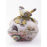 Шкатулка фиолетового цвета с рисунком бабочек и крышкой с фигуркой птицы на ветке Eden Garden варинант исполнения - 2 | Loft Concept в Ижевске