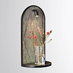 Настенный светильник зеленого цвета с черной рамкой овальной формы с полкой Herbarium  варинант исполнения - 2 | Loft Concept в Ижевске