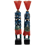 Комплект из 2-х деревянных статуэток Asmat Straw Headdress Statuettes Multicolor варинант исполнения - 2 | Loft Concept в Ижевске