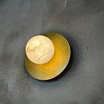 Бра круглое с плафоном из натурального камня на латунном основании Cryptocrystalline Stone варинант исполнения - 5 | Loft Concept в Ижевске