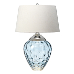 Настольная лампа со белым конусным абажуром и прозрачным голубым стеклянным основанием Quintiesse варинант исполнения - 1 | Loft Concept в Ижевске