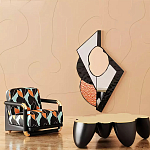 Дизайнерский журнальный стол округлой формы чёрный с золотой столешницей Fufem варинант исполнения - 1 | Loft Concept в Ижевске