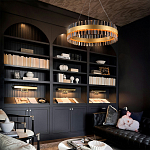 Люстра кольцевая чёрного цвета с вертикальными стеклянными элементами Ring Horizontal варинант исполнения - 2 | Loft Concept в Ижевске